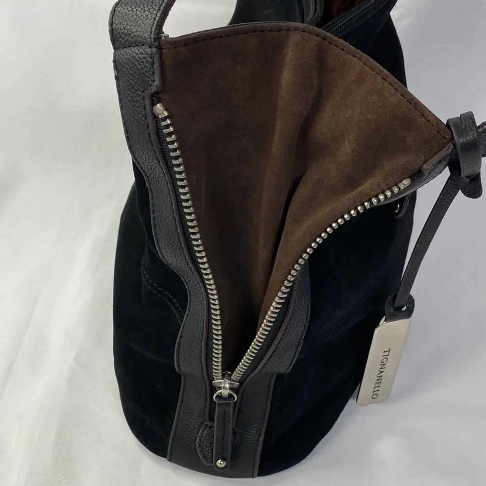 Tignanello Women's Black Suede Shoulder Bag - Picture 4 of 16
